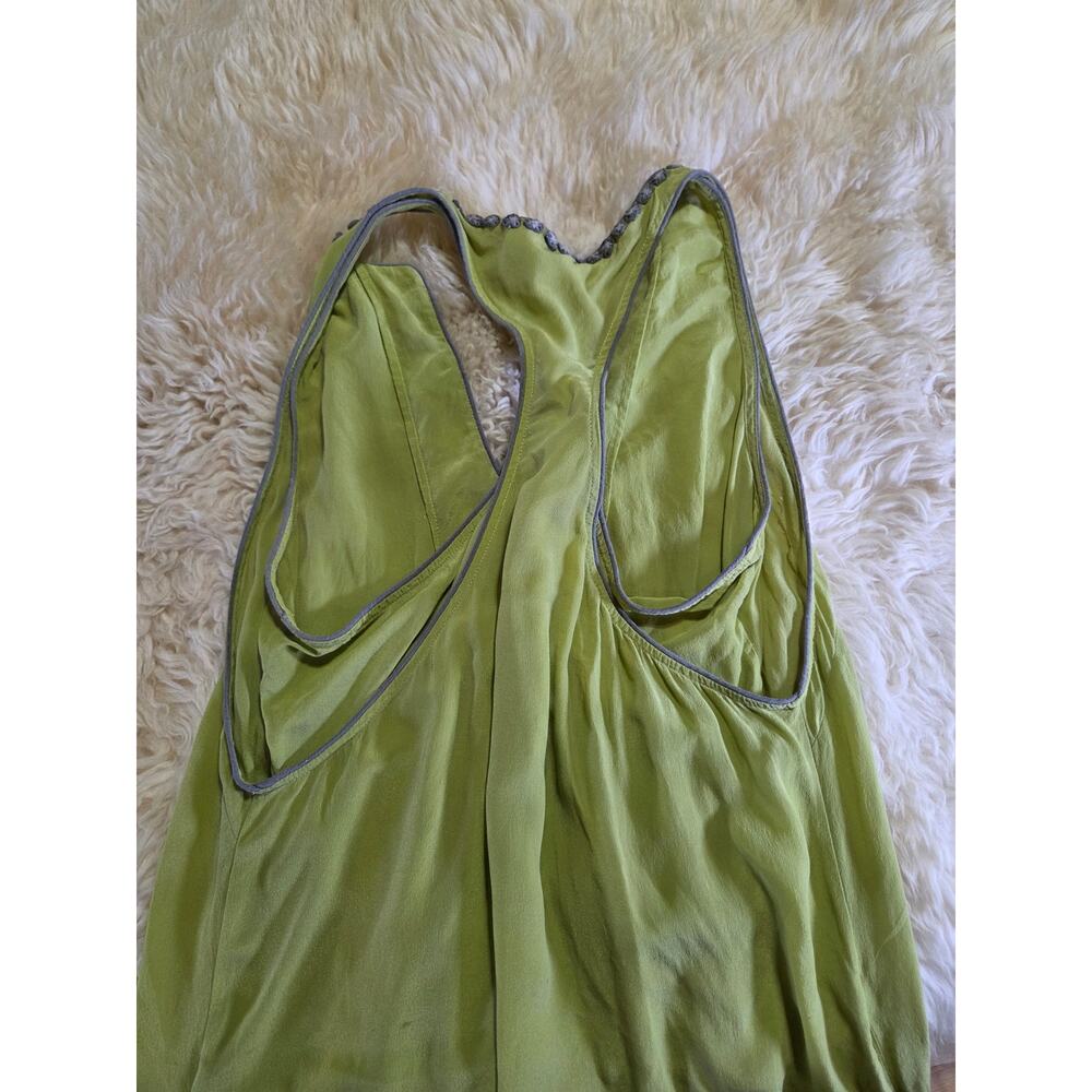 BCBGMAXAZRIA Green 100% Silk Sleeveless Tank Dress Mini Racerback M - Picture 14 of 15